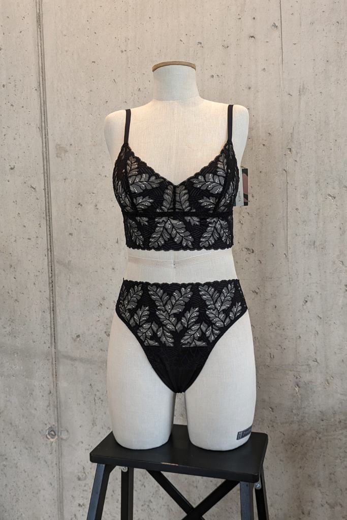 Bust with black Bralette and slip  for trans woman.