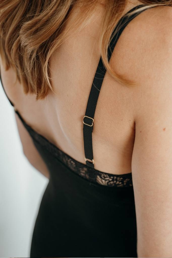 Close-up of an adjustable strap from the Jina lace body.