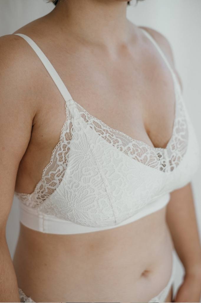 White Bralette with double-layered and opaque cups.