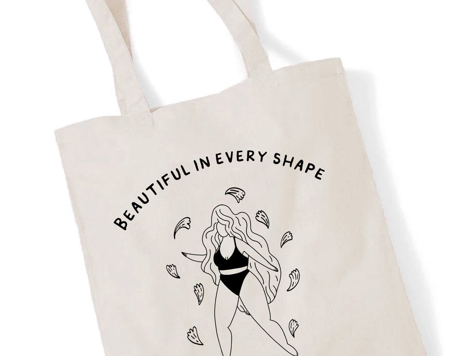 Stofftasche mit Aufdruck: "beautiful in every shape"