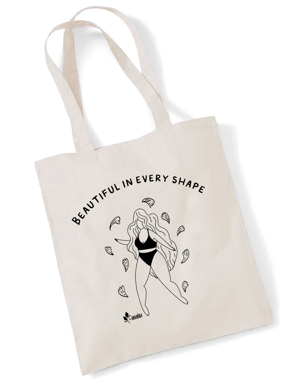 Stofftasche mit Aufdruck: "beautiful in every shape"
