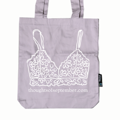 Mock-up Bild von der Boobs Club Tasche von der Rückseite mit dem Bralette Print.