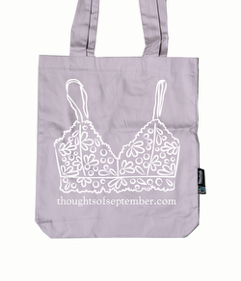 Mock-up Bild von der Boobs Club Tasche von der Rückseite mit dem Bralette Print.