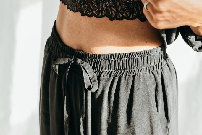 Close-up of Coco pyjama bottoms with elasticated waistband 