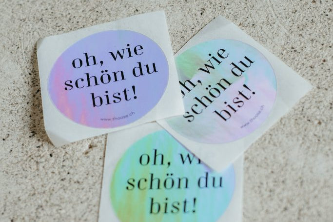 Glitzersticker mit oh, wie schön du bist! drauf
