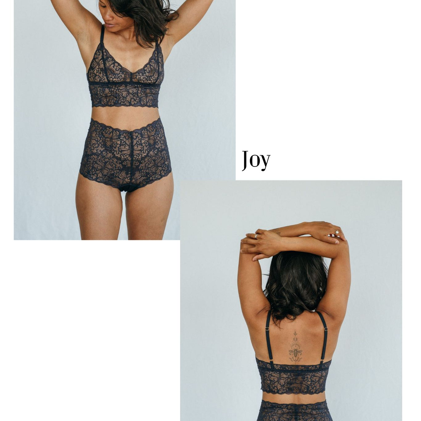 Ansichten des nachhaltigen Bralettes Joy zum Selbergestalten