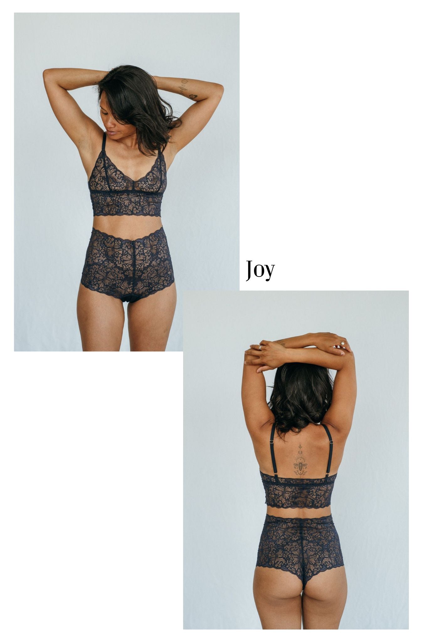 Ansichten des nachhaltigen Bralettes Joy zum Selbergestalten