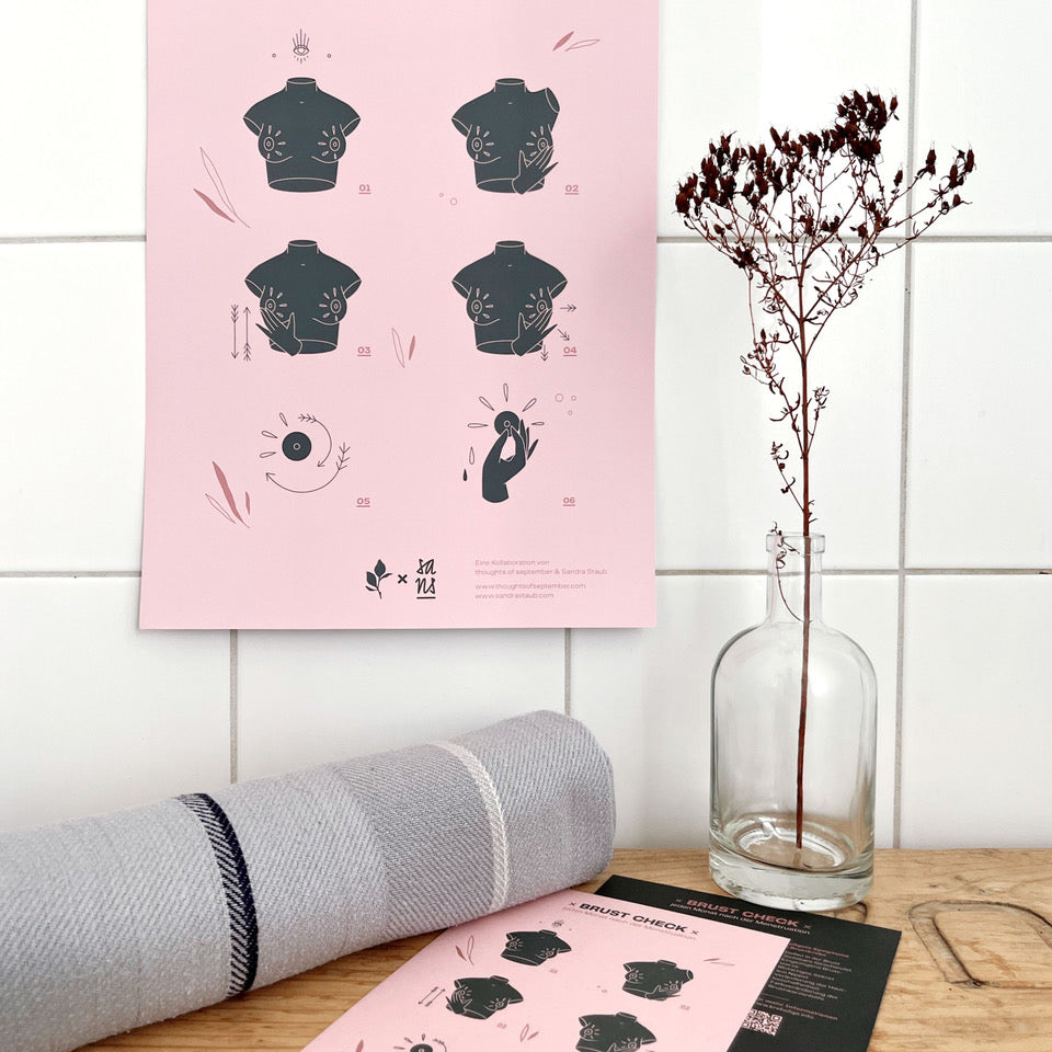 Breast check poster in rose for on the wall.