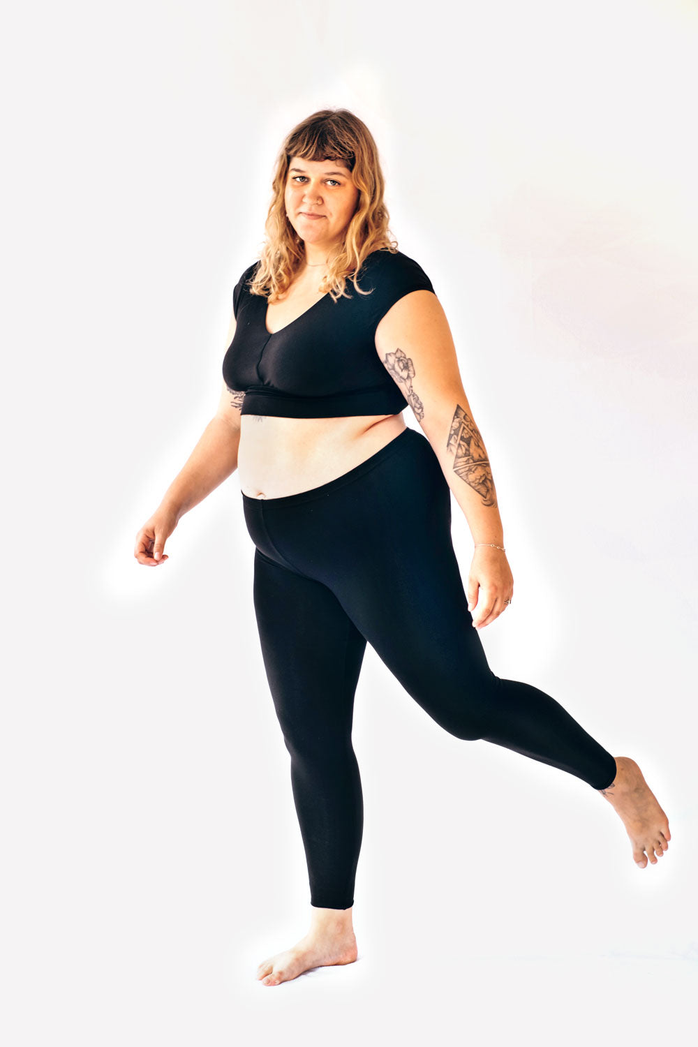 Woman Wears TENCEL™ Bralette and Leggings