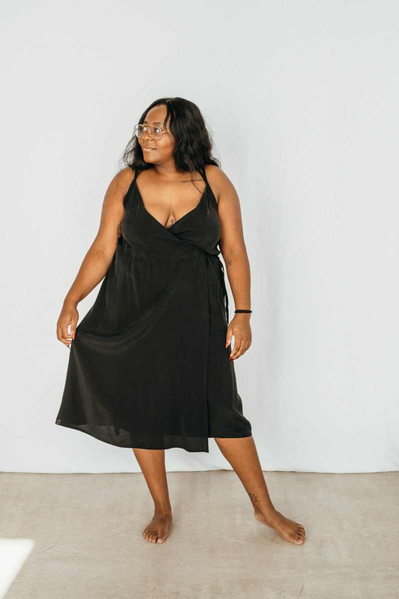 Plus Size Model Wearing Slip Dress To Wrap thoughts of september.